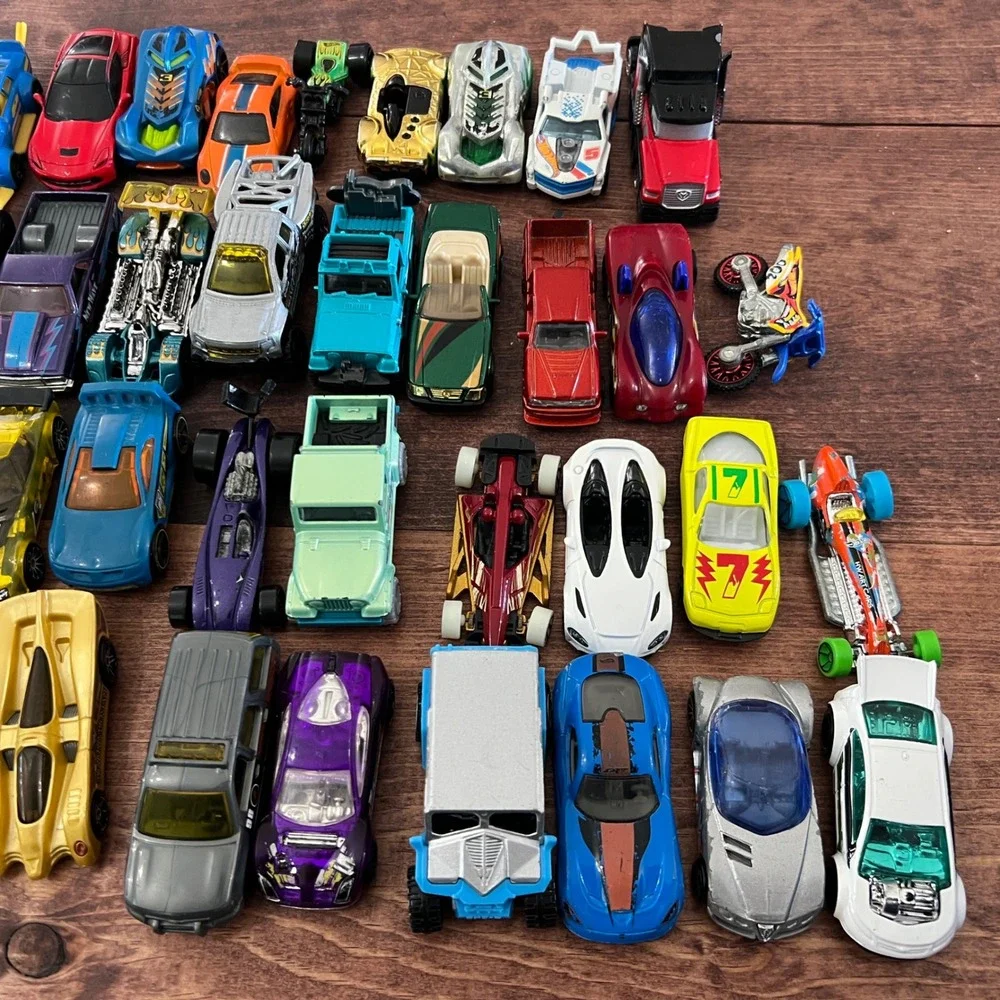 Lot of 44 Assorted Diecast Toy Cars Trucks & Motorcycles Multicolored Mixed Set
